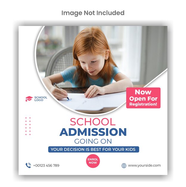 School admission instagram or social media template design