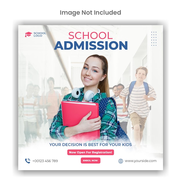 School admission instagram or social media template design