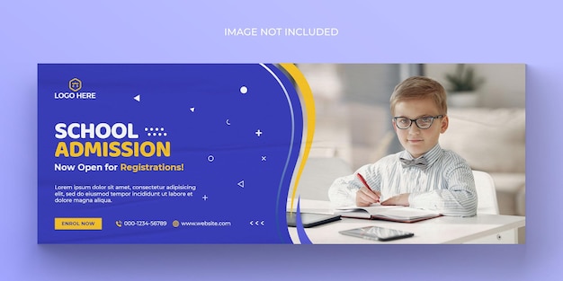 School admission media web banner flyer and facebook cover photo design template