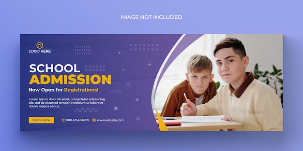 PSD school admission media web banner flyer and facebook cover photo design template