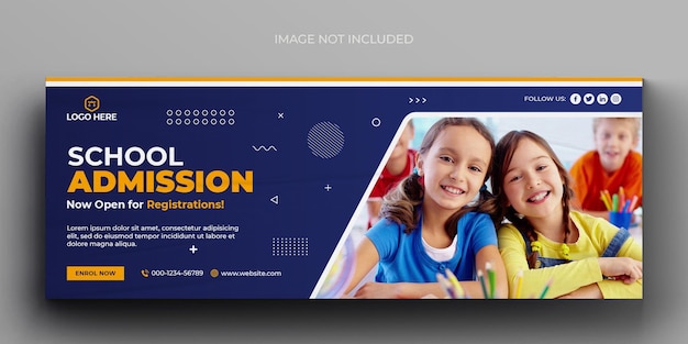 School admission media web banner flyer and facebook cover photo design template