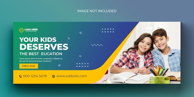 PSD school admission media web banner flyer and facebook cover photo design template
