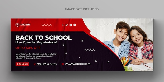 School admission media web banner flyer and facebook cover photo design template