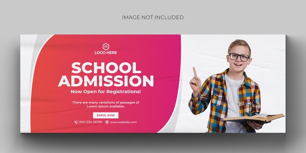 School admission media web banner flyer and facebook cover photo design template