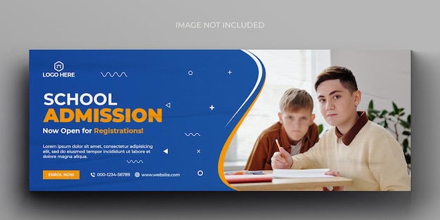 School admission media web banner flyer and facebook cover photo design template