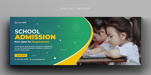 School admission media web banner flyer and facebook cover photo design template