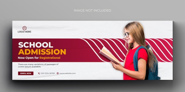 School admission media web banner flyer and facebook cover photo design template