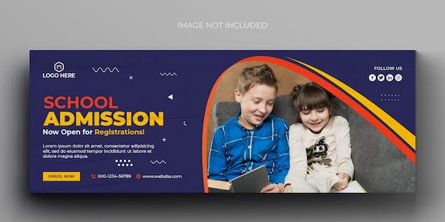 School admission media web banner flyer and facebook cover photo design template