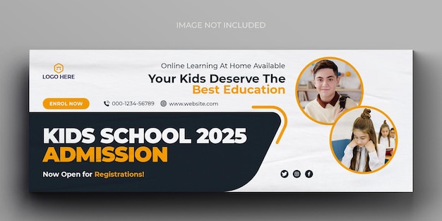 School admission media web banner flyer and facebook cover photo design template