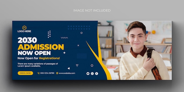 School admission media web banner flyer and facebook cover photo design template