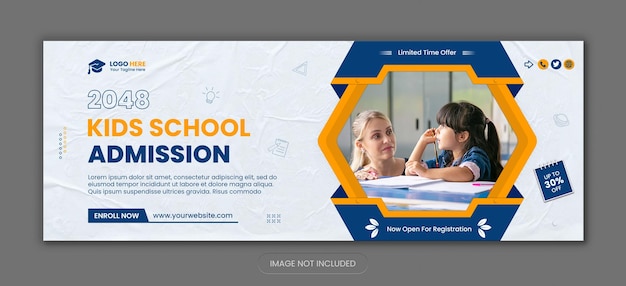 PSD school admission new social media facebook cover and web banner design template