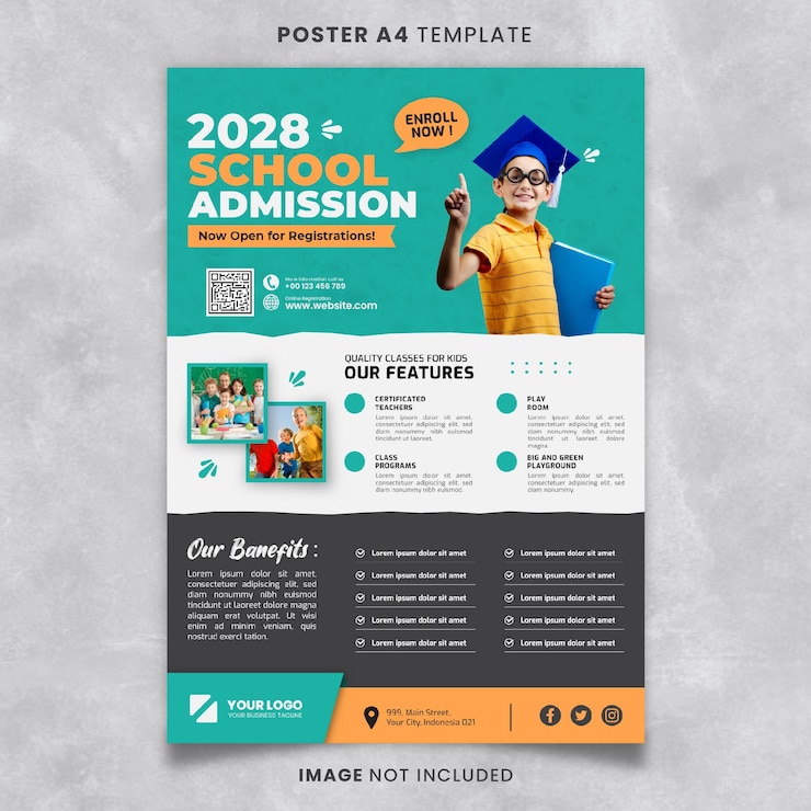 PSD school admission poster or banner template ready to print