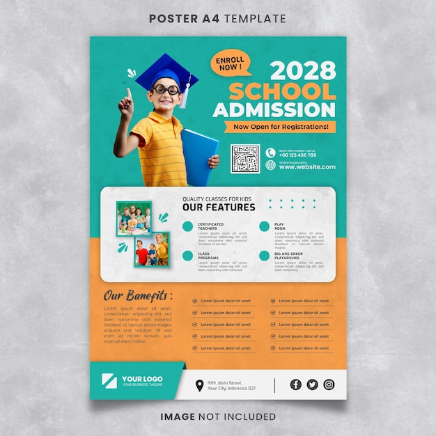 PSD school admission poster or banner template ready to print