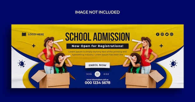 School admission promotional facebook cover and web banner template