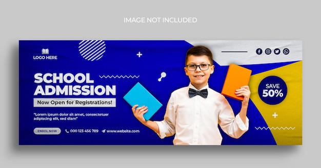 School admission promotional facebook cover and web banner template