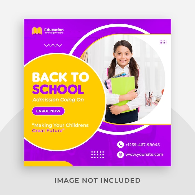 School admission promotional instagram social media post template and web banner