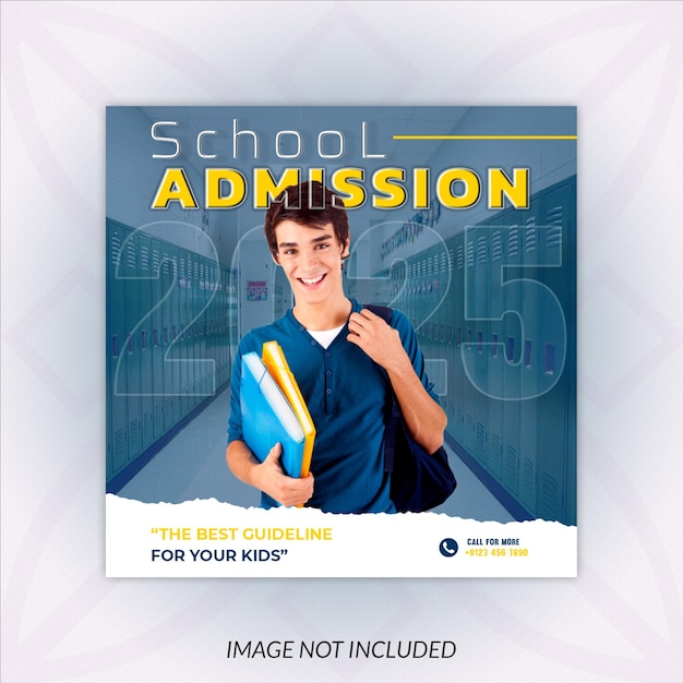 School admission social media ads post instagram banner post template