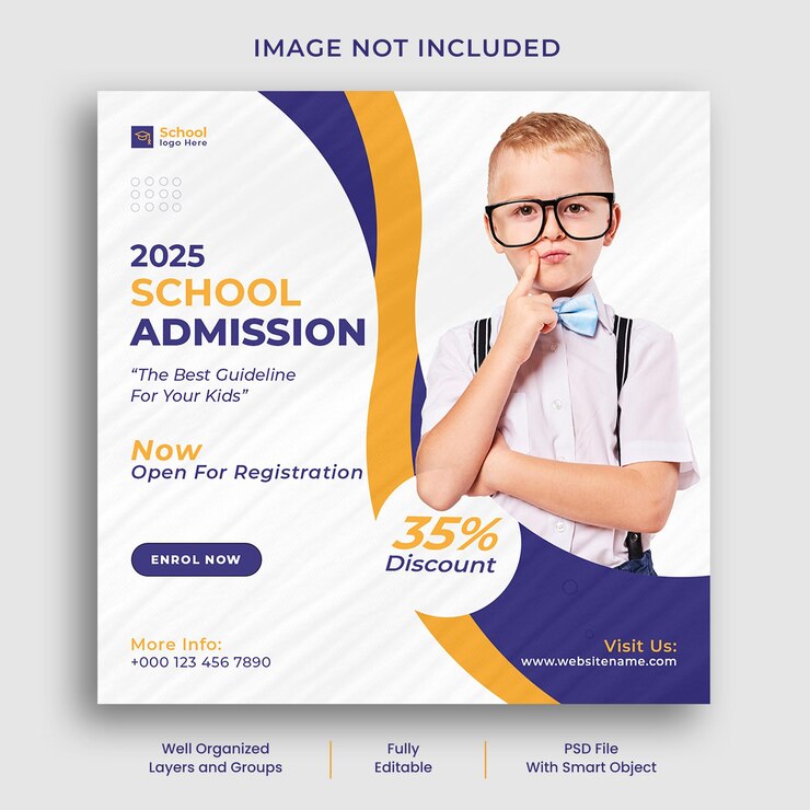 School admission social media banner template design and Instagram post template