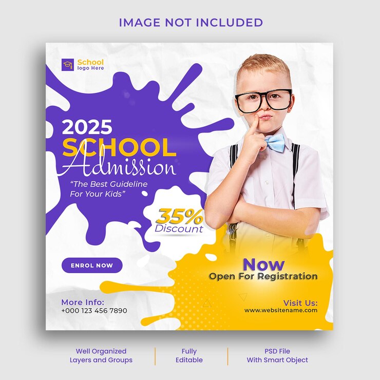 School admission social media banner template design and Instagram post template