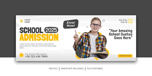 School admission social media cover back to school banner premium template