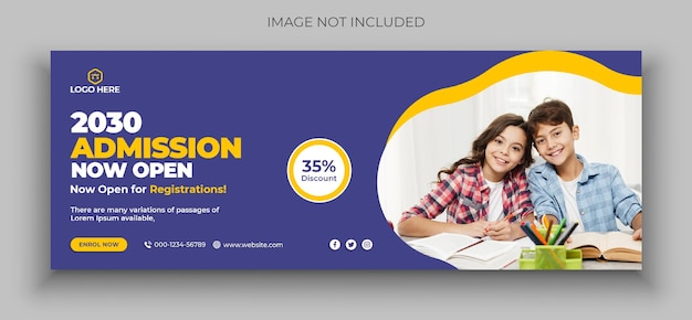 School admission social media facebook cover photo design template