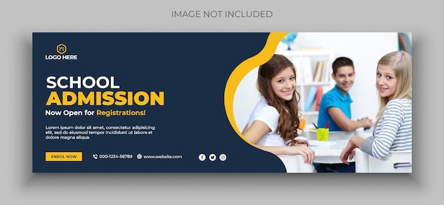 School admission social media facebook cover photo design template