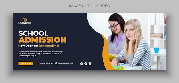 School admission social media facebook cover photo design template