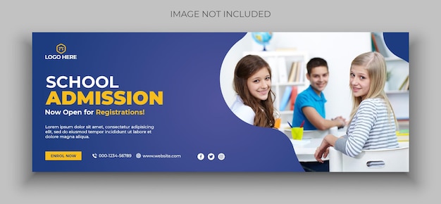 School admission social media facebook cover photo design template