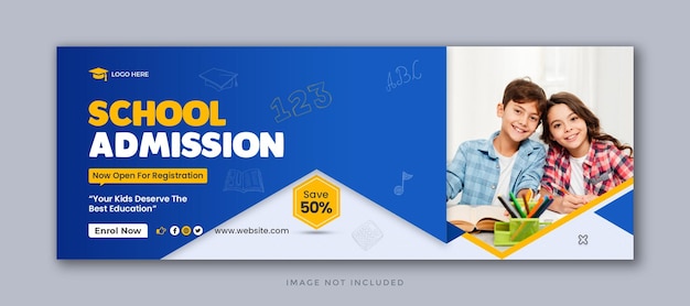 PSD school admission social media facebook cover and web banner template