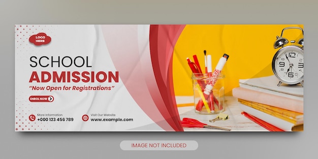 PSD school admission social media facebook cover and web banner template