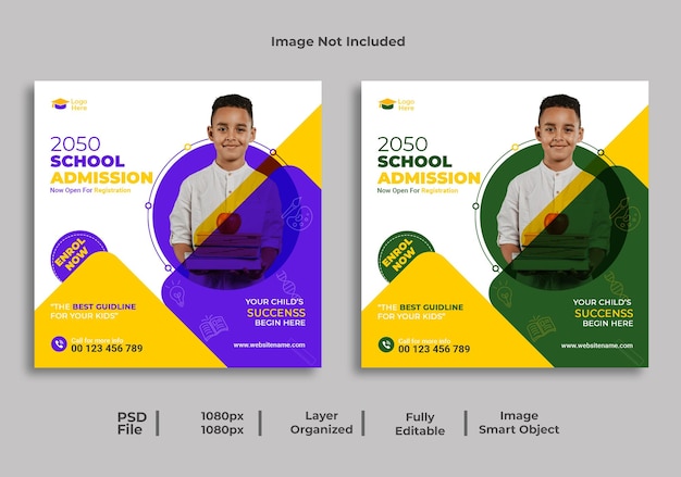 School admission social media and instagram post template