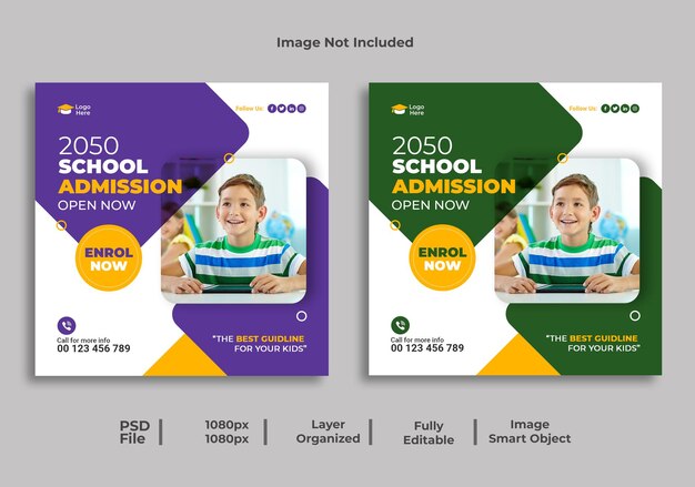 PSD school admission social media and instagram post template