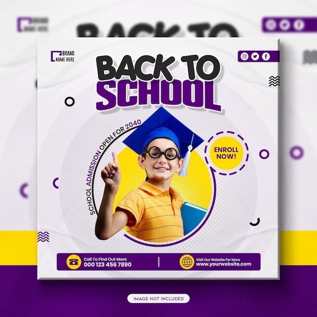 School admission social media instagram post and web banner template