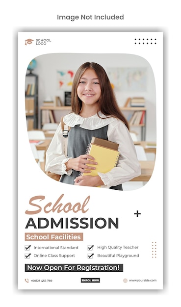 PSD school admission social media instagram story template design