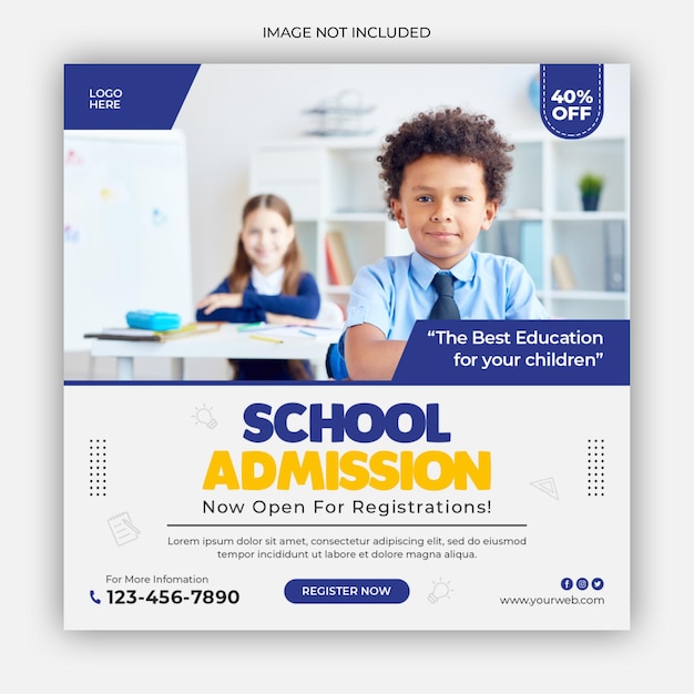 School admission social media post banner template