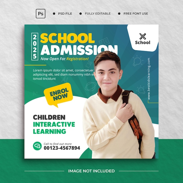 School admission social media post banner template