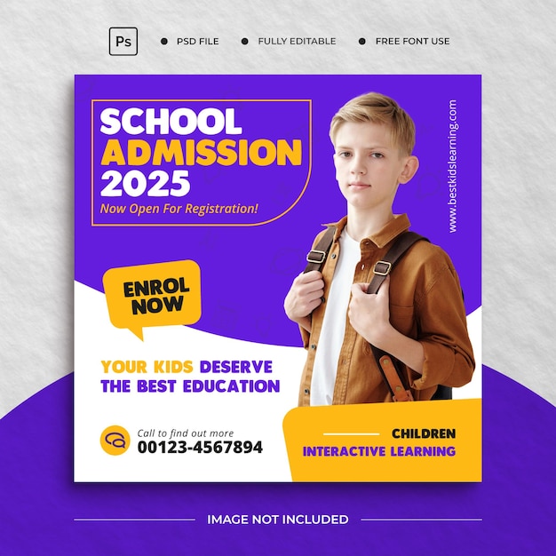 School admission social media post banner template