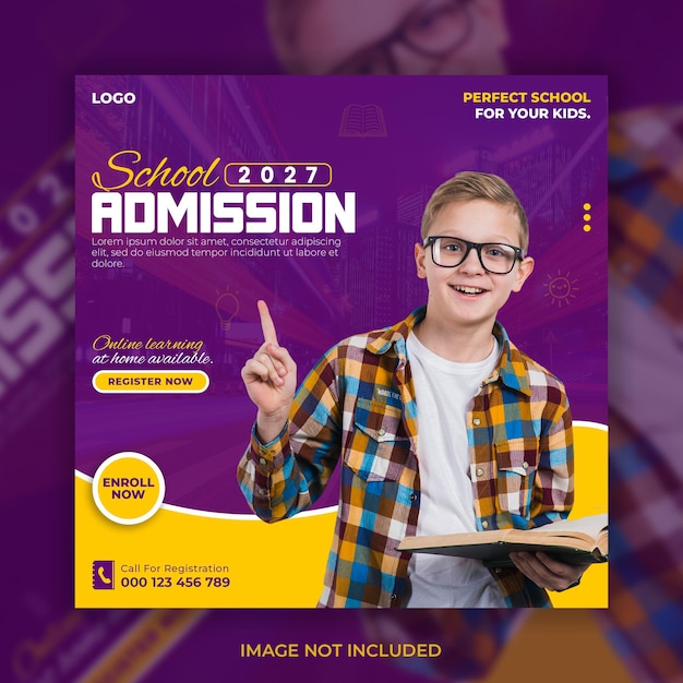 School admission social media post banner template