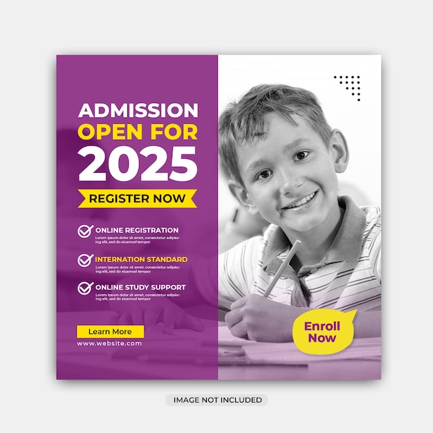 PSD school admission social media post and instagram post template