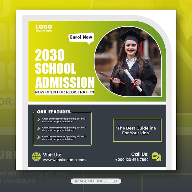 School admission social media post and instagram post template