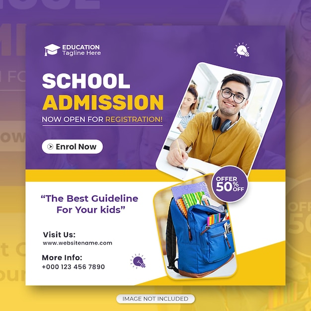 PSD school admission social media post and instagram post template