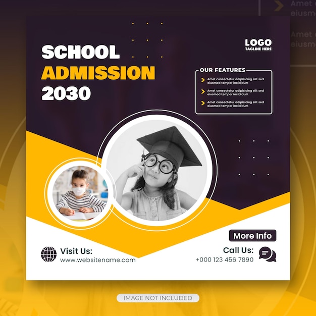 School admission social media post and instagram post template