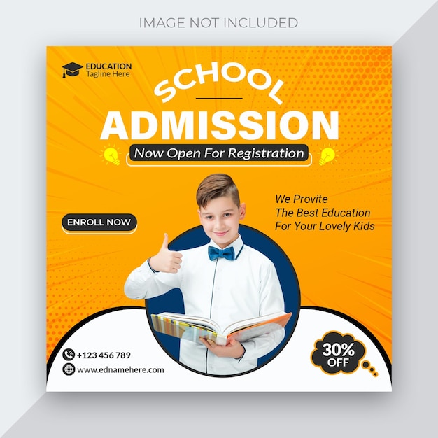 school admission social media post and instagram post template
