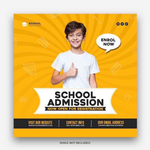 School admission social media post or square banner template