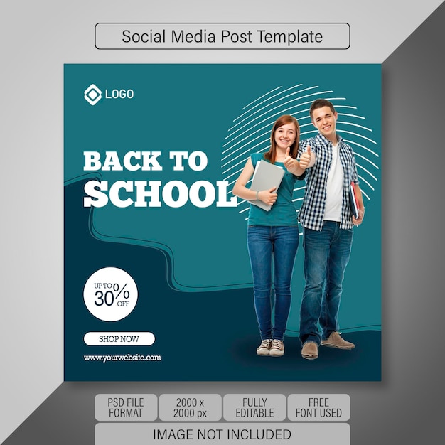 PSD school admission social media post template psd