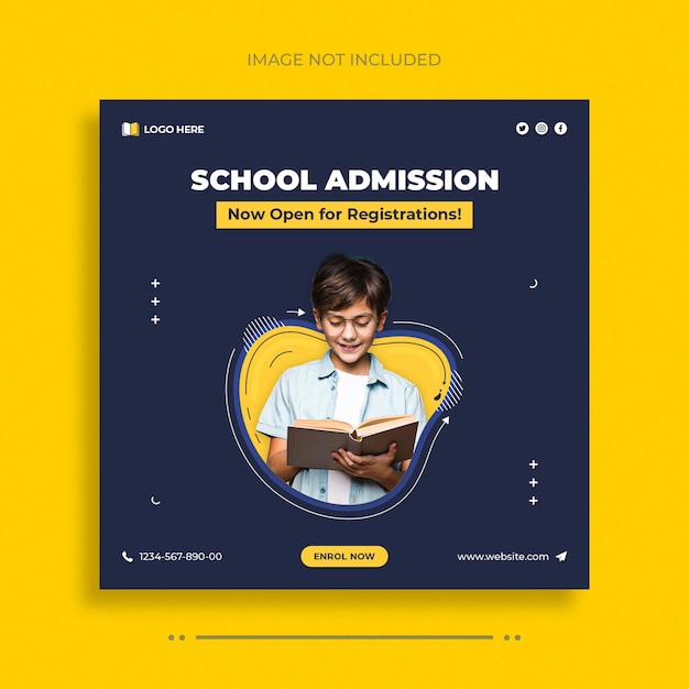 School admission social media post template