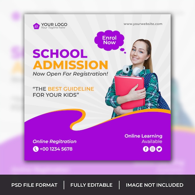 School admission social media post template