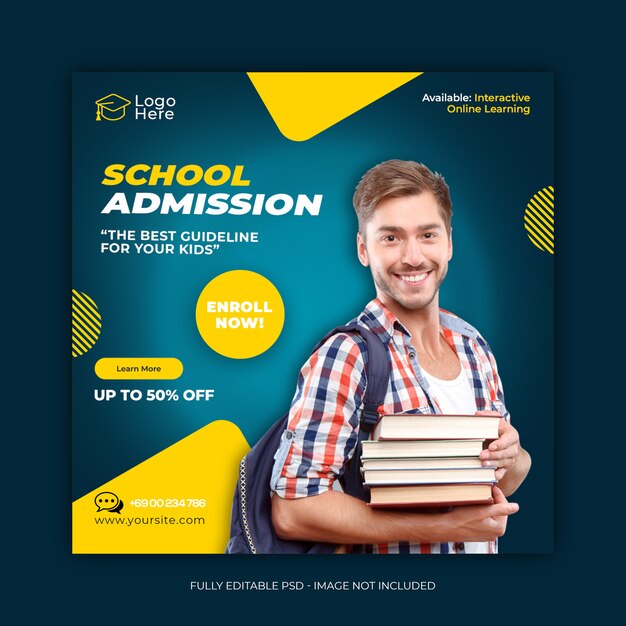 School admission social media post template