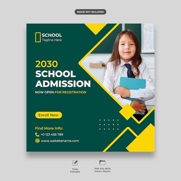 School admission social media post template