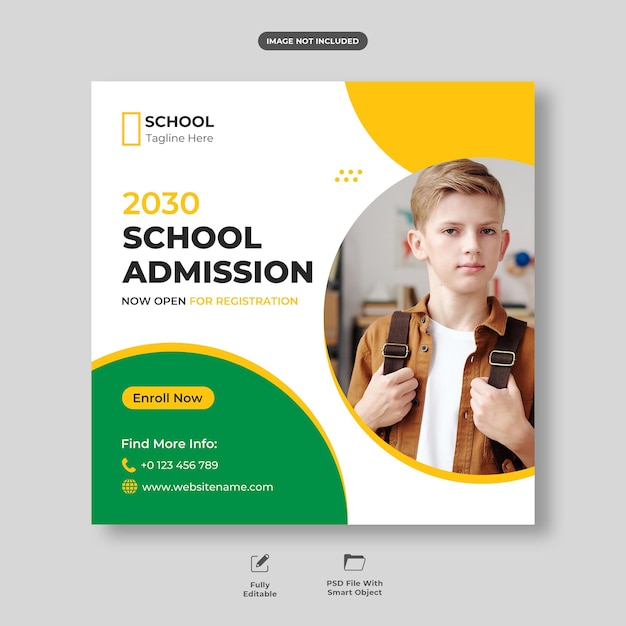 School admission social media post template